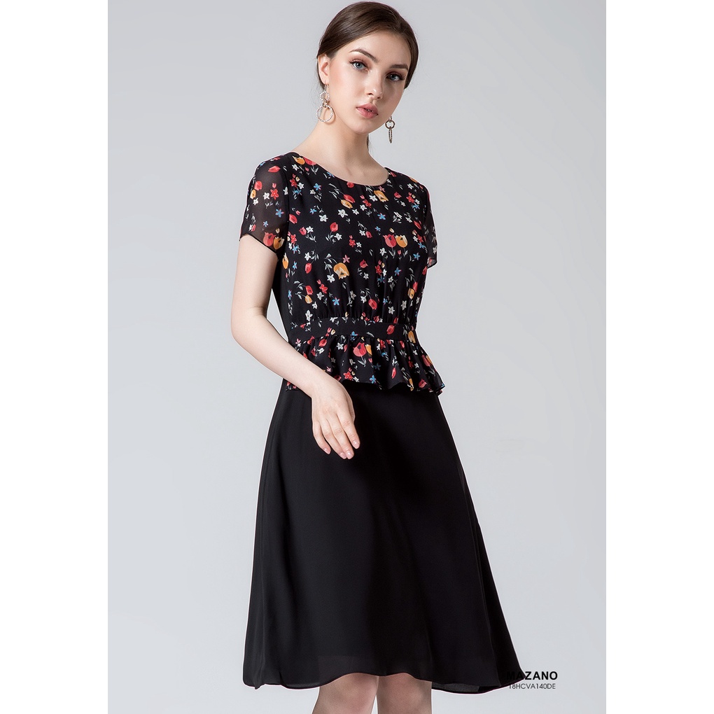 Váy hoa peplum chất Hàn cách điệu MAZANO MS 18HCVA140HA chất liệu vải Hàn thích hợp mặc đi làm, đi chơi