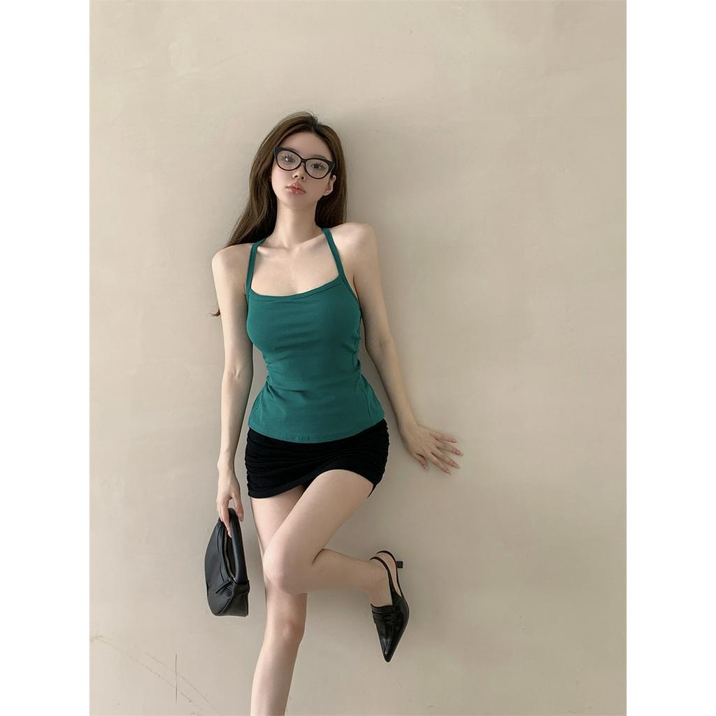 Áo Tank Top Hai Dây Hở Lưng Dáng Ôm Thời Trang Mùa Hè Quyến Rũ Cho Nữ