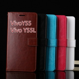 Bao da điện thoại dáng gập chống bụi bẩn thanh lịch cho Vivo Y55 / Y55L