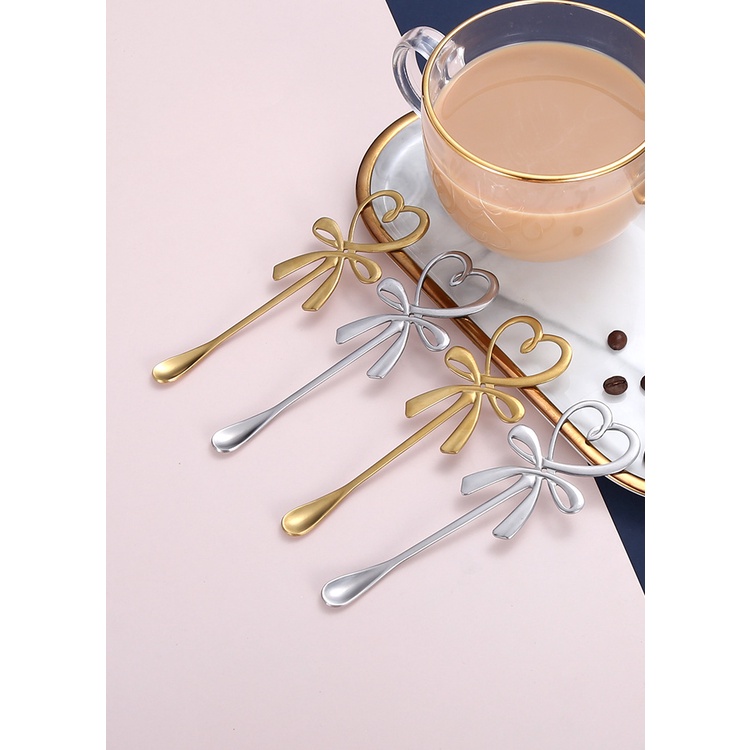 Muỗng Cà Phê Bằng Thép Không Gỉ 304 Hình Nơ Ba Chiều