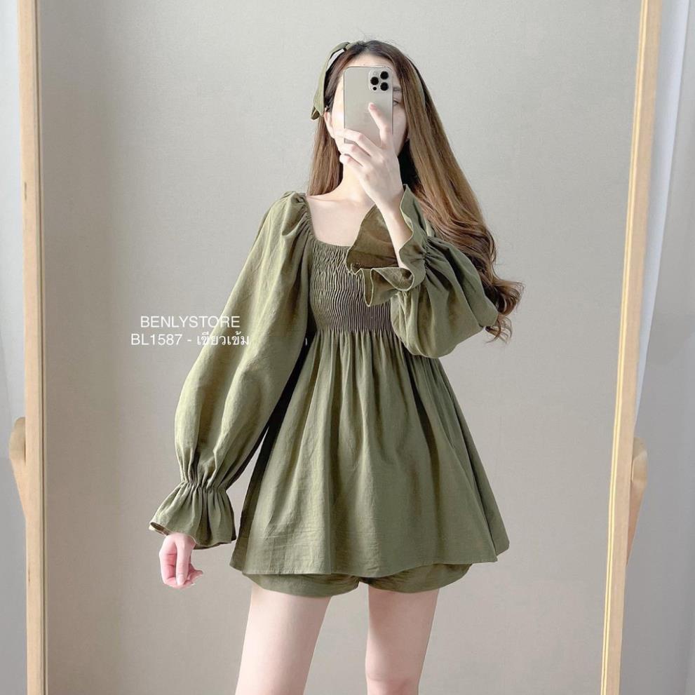 [ 𝐅𝐑𝐄𝐄 𝐒𝐇𝐈𝐏 ] SÉT 3 MÓN TIỂU THƯ CHUN NGỰC ÁO BABYDOLL MIX QUẦN SHORT ĐÙI