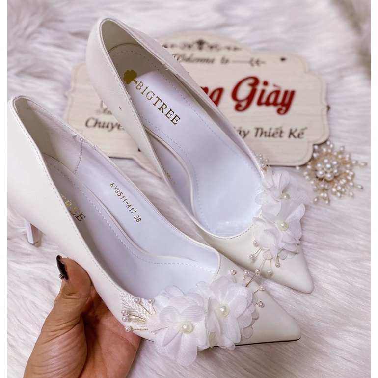 GIÀY CƯỚI HOA PHỐI NGỌC HANDMADE( hàng thiết kế thủ công khách chắc lấy mới đặt giúp shop)