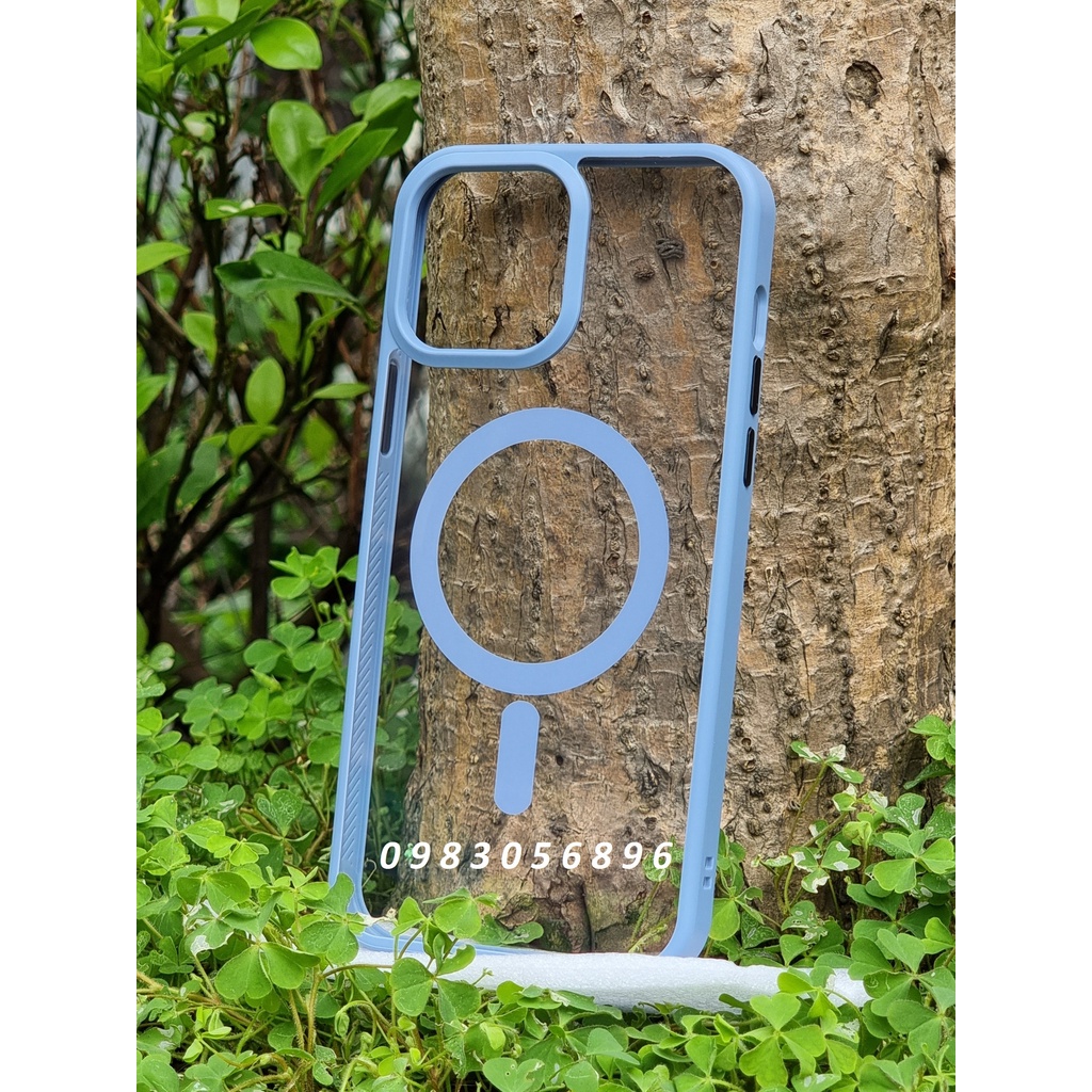 Ốp  X&m lưng trong viền màu hỗ trợ sạc Magsafe dành cho IPhone 13 Promax | 13 | 13 Pro