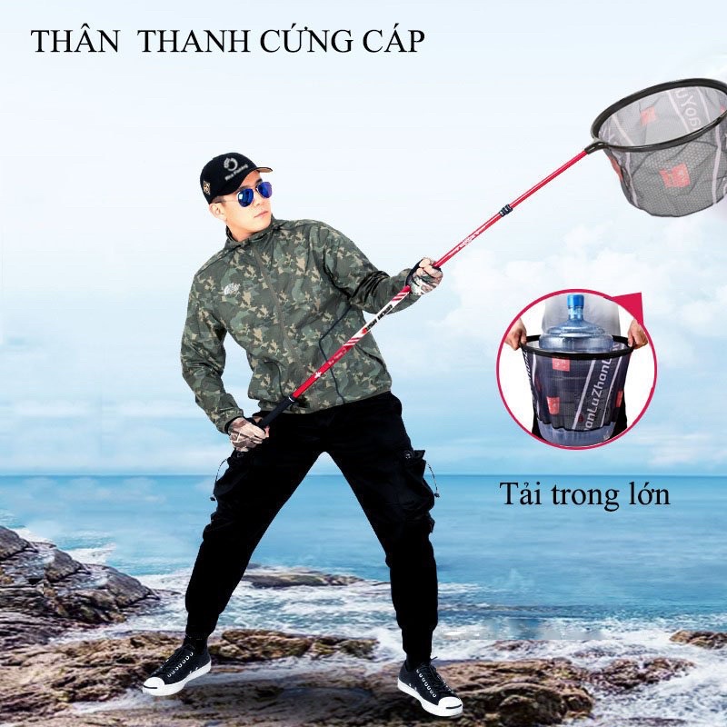 Cán Vợt Cá Carbon Rice Fishing cao cấp chuyên dụng câu đài câu đơn có thể thu gọn