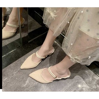 HÀNG SẴN_Giày Sandal Basic Mũi Nhọn Hai Kiểu Mặc Đế Tròn