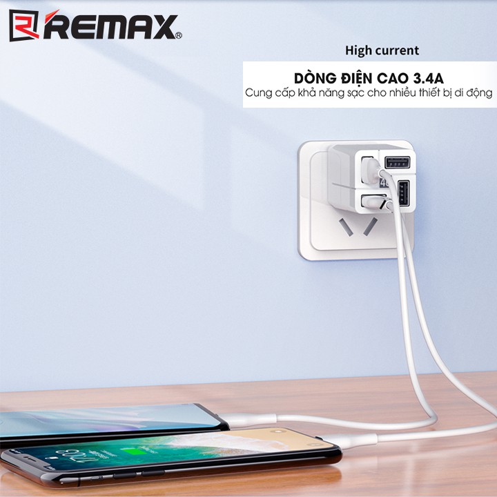 Cốc sạc nhanh đa năng Remax Wanfu RP-U43 4 cổng USB max 3.4A
