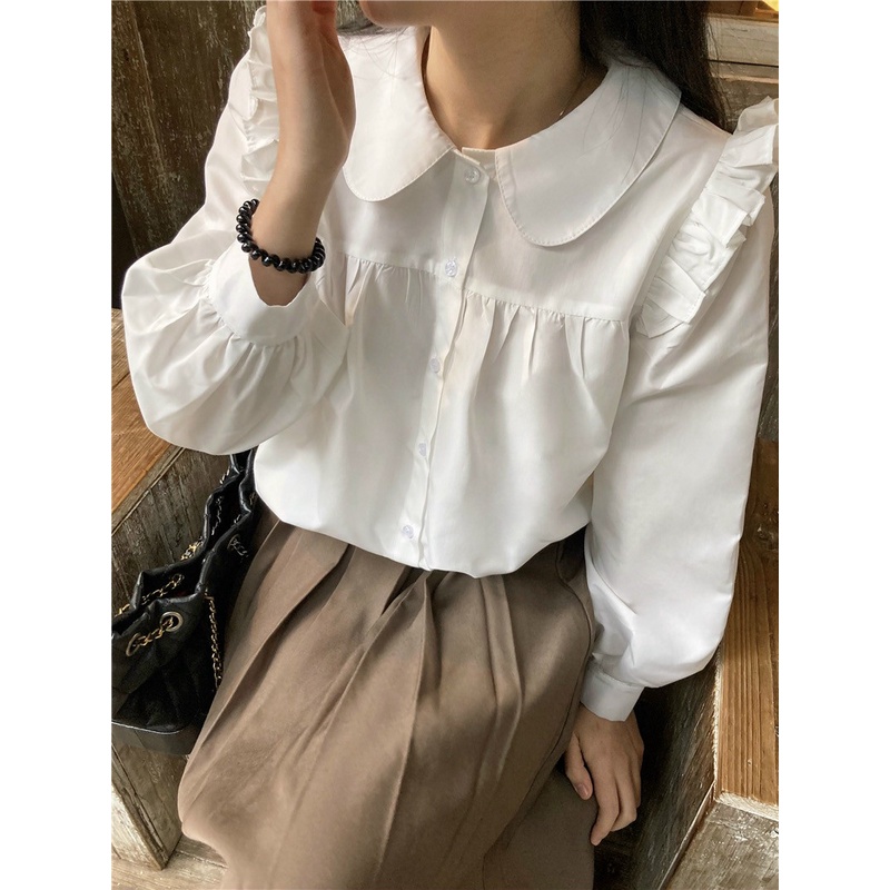 Áo babydoll cổ sen tiểu thư dài tay