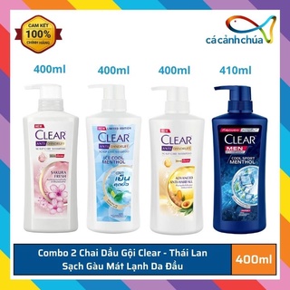 Combo 2 Dầu gội Clear sạch gàu mát lạnh da đầu 400ml - Thái Lani