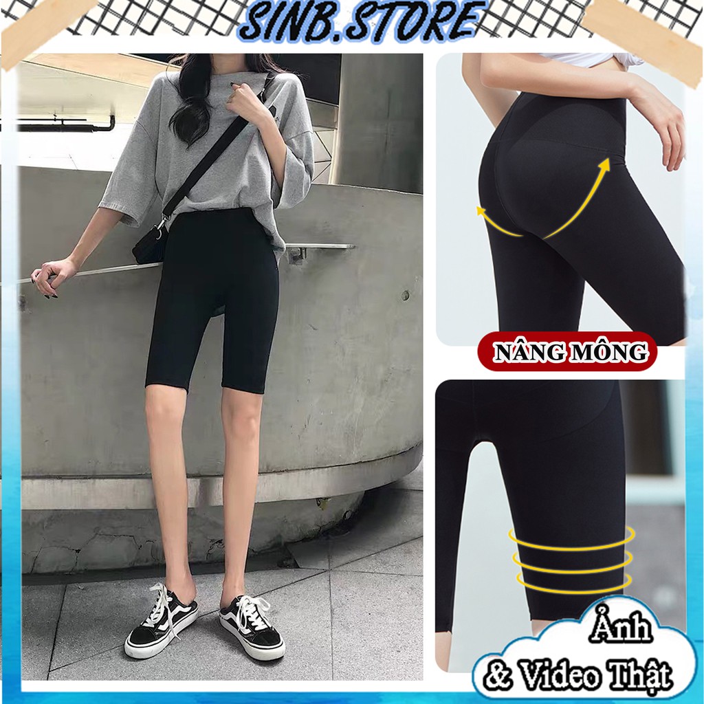 Quần Legging Lửng Nữ, Quần Đùi Ngố - Nâng Mông - Tôn Dáng - Quần Biker Ôm Tập Gym Dáng Ngắn - SINB.STORE