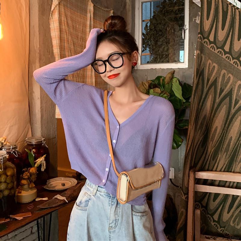 Áo khoác len cardigan dáng rộng cổ V dài tay thời trang Hàn Quốc | BigBuy360 - bigbuy360.vn