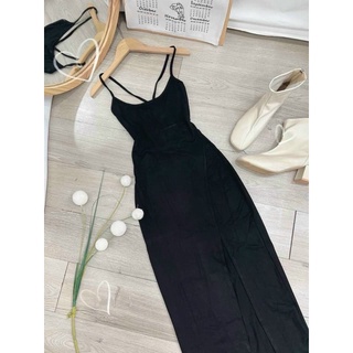 ĐẦM BODY ĐEN 2S ĐAN LƯNG XẺ ĐÙI