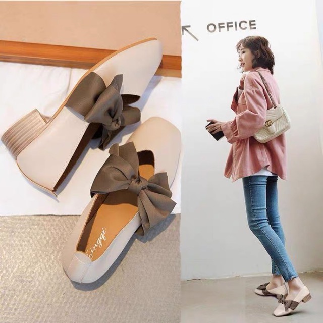 Giày búp bê đế bệt hài nữ thắt nơ