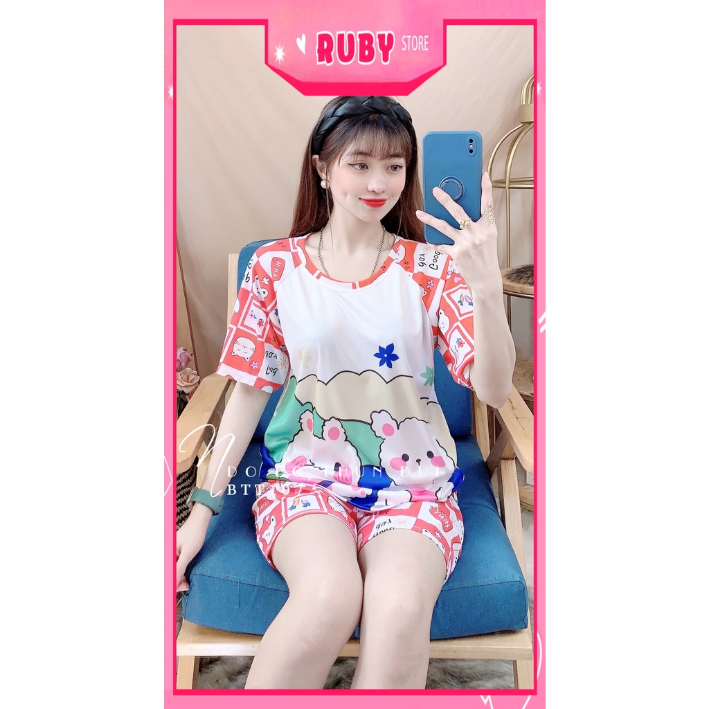Đồ bộ thun đùi cho nữ mặc nhà chất vải mềm mát in hình hoạt hình dễ thương BTT107
