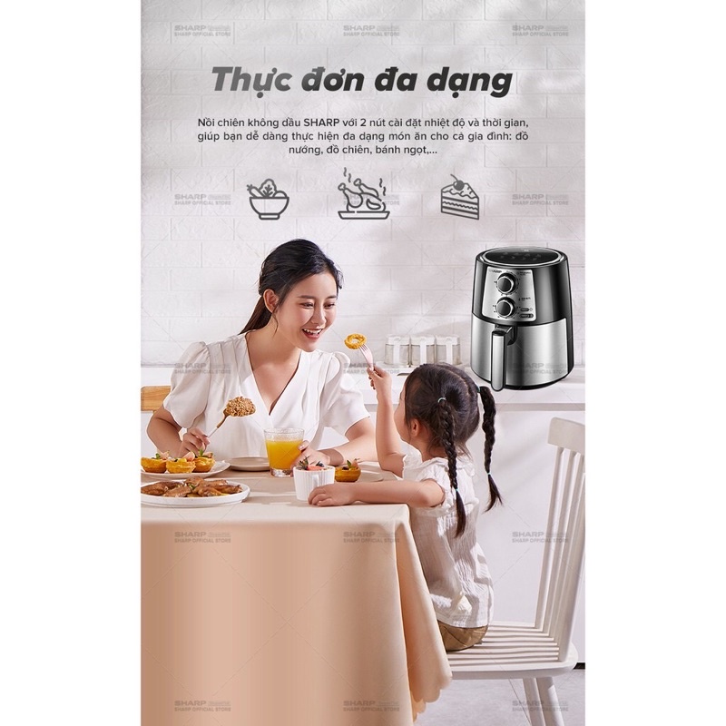 Nồi Chiên Không Dầu Sharp KF-AF42MV-ST [NEW 2021] Chống Dính 4.2L [1250-1450W]
