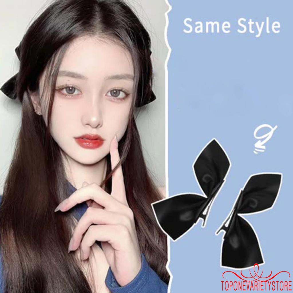 Kẹp tóc nơ nhỏ màu trơn chống trượt phong cách vintage cho nữ