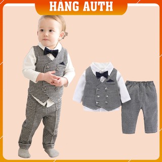 [Hàng Cao Cấp - Tặng Kèm Nơ Cài] Set Vest Gile Cho Bé Trai Chất Liệu Dạ Hàn 2 Lớp Họa Tiết Bắt Mắt Thiết Kế Lịch Lãm