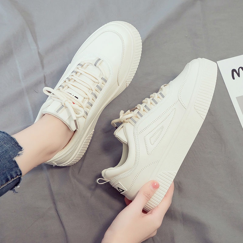 Giày thể thao nữ canvas màu trắng phong cách Hàn Quốc