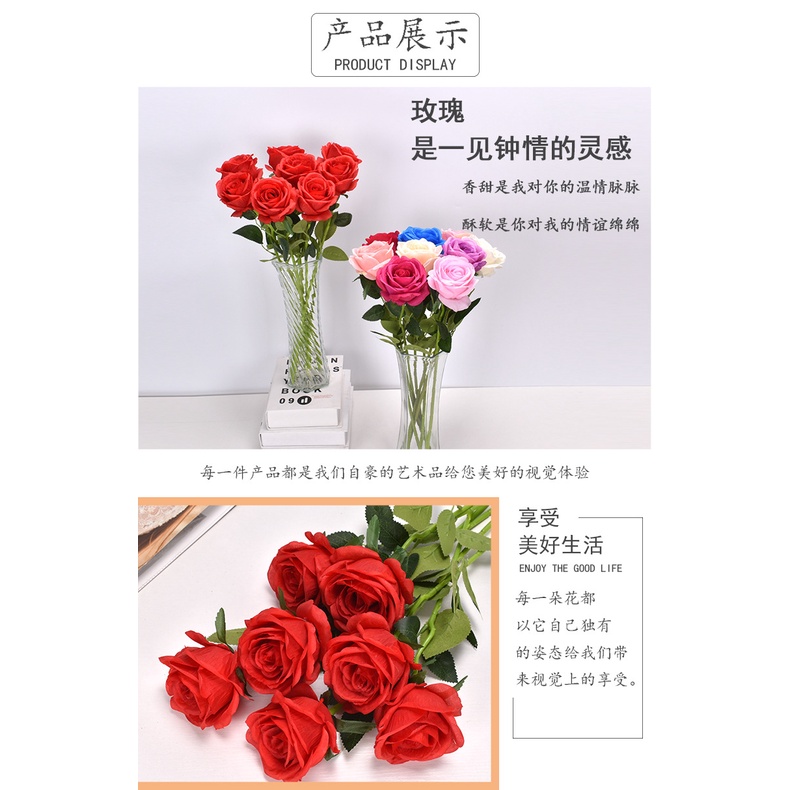 Hoa hồng lụa giả trang trí nhà cửa đẹp mắt