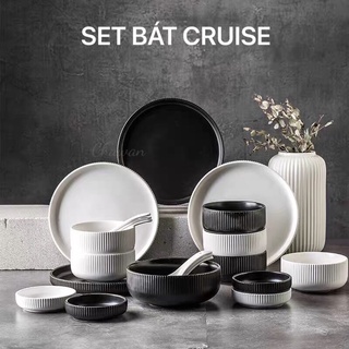 Bộ bát sứ đen trắng tối giản cao cấp CRUISE