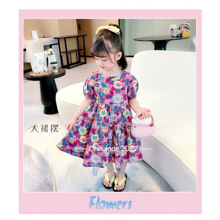 Váy hoa cúc sặc sỡ bé gái Bm_babyshop68