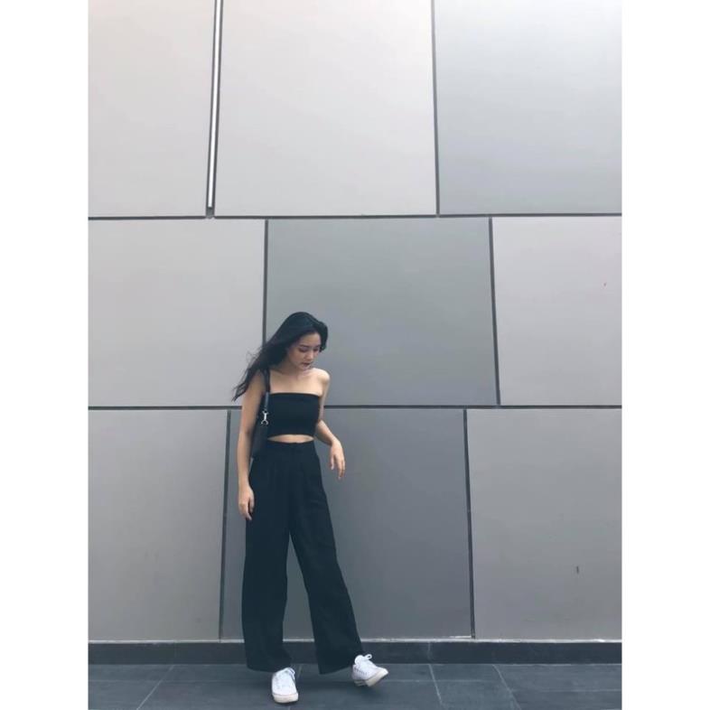 Quần ống rộng suông culottes khóa trước vải nhiều màu xuông dài, lưng cao kiểu nữ Hàn Quốc
