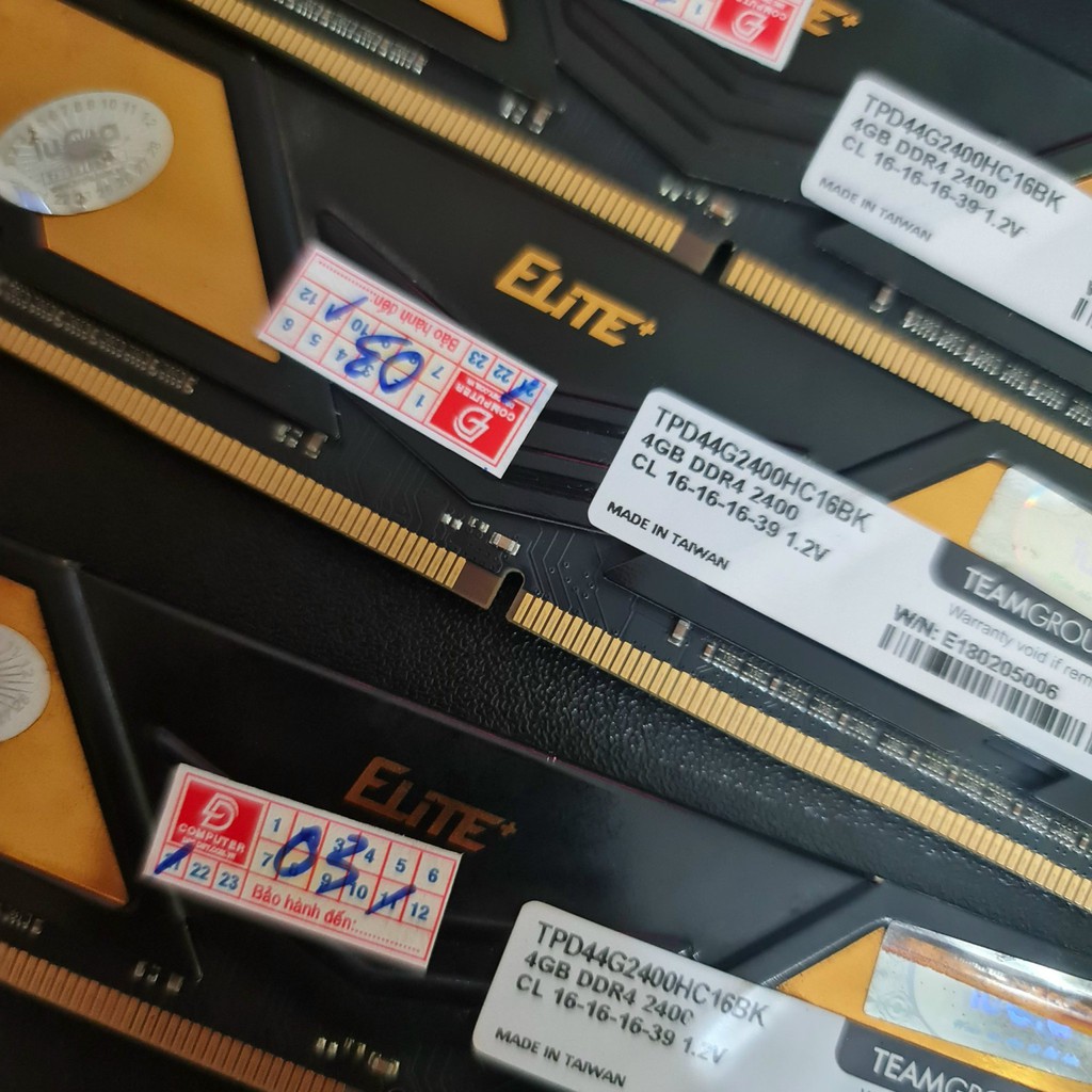 RAM DDR4 4GB Elite - Teamgroup - Kẹp tản nhiệt vàng đen