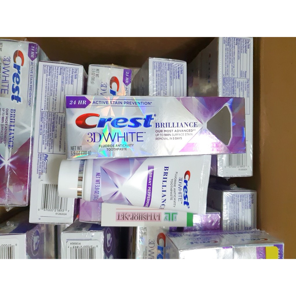 Kem đánh răng làm trắng răng Crest 3D White Brillance tuýp 110 g của Mỹ mẫu mới