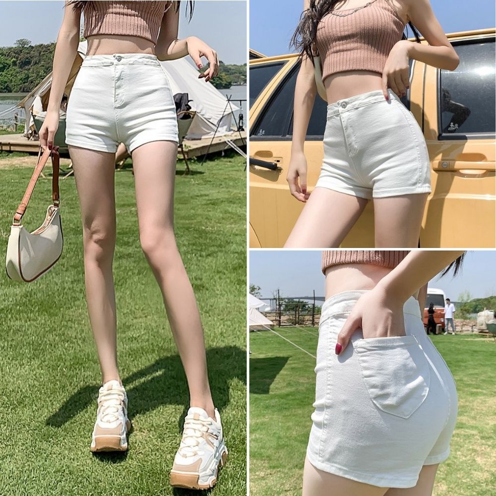 Quần jeans nữ, quần short jeans ngắn basic màu xanh đủ size S M L SKUQ-18D