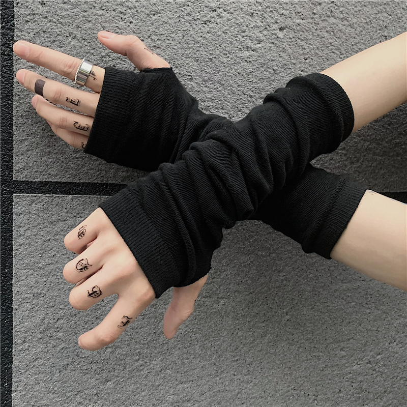 Găng tay ninja hở ngón 195600 màu tối phong cách harajuku đường phố cá tính cho nam và nữ