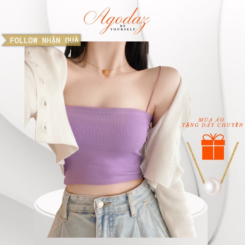Áo croptop 2 dây thun cotton nữ áo thun sợi bún dáng ôm siêu chất - AGODA SHOP