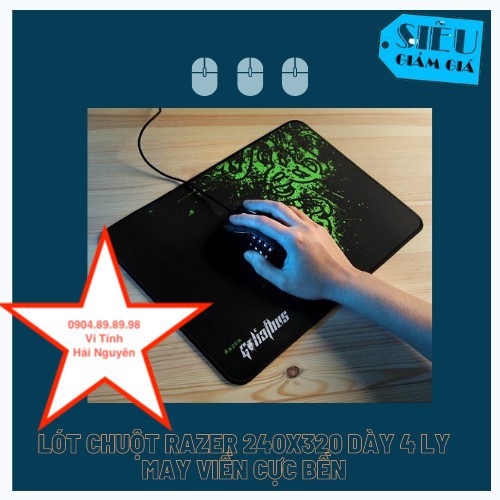 ✔️HOT✔️Miếng Lót Chuột Razer - May Viền 4 Ly 250x320mm Cực Bền Lót Chuột Gaming Razer Cao Cấp ( Hai Mầu Đỏ Đen )