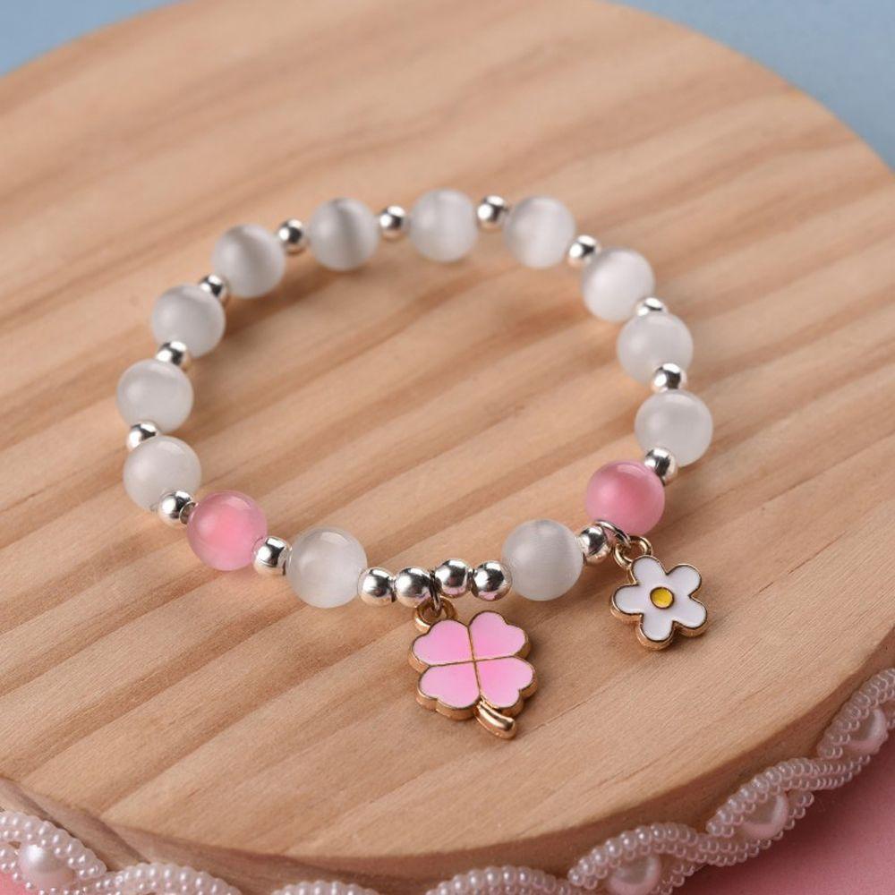 VANES1 Vòng Tay Chuỗi Hạt Gắn Bóng Lông Dễ Thương Thời Trang Cho Nữ