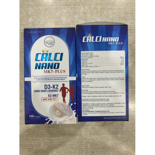 CALCIUM Nano giúp bổ sung canxi, chống còi xương, loãng xương - Hộp 100v