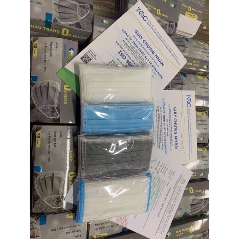 Khẩu trang O2 Mask hộp 50 chiếc trắng -xanh -ghi