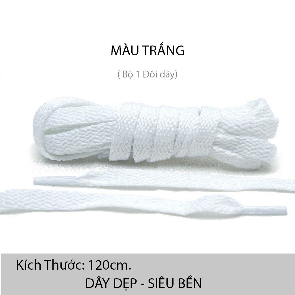 [ 1 Cặp ] Dây Giày Thể Thao Màu Trắng bản nhỏ 1m2