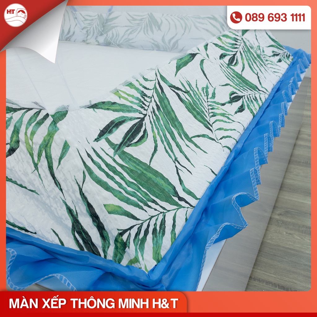 Màn xếp thông minh H&T có viền khung inox, hiện đại cải tiến hơn màn thông thường, chống muỗi hiệu quả an toàn