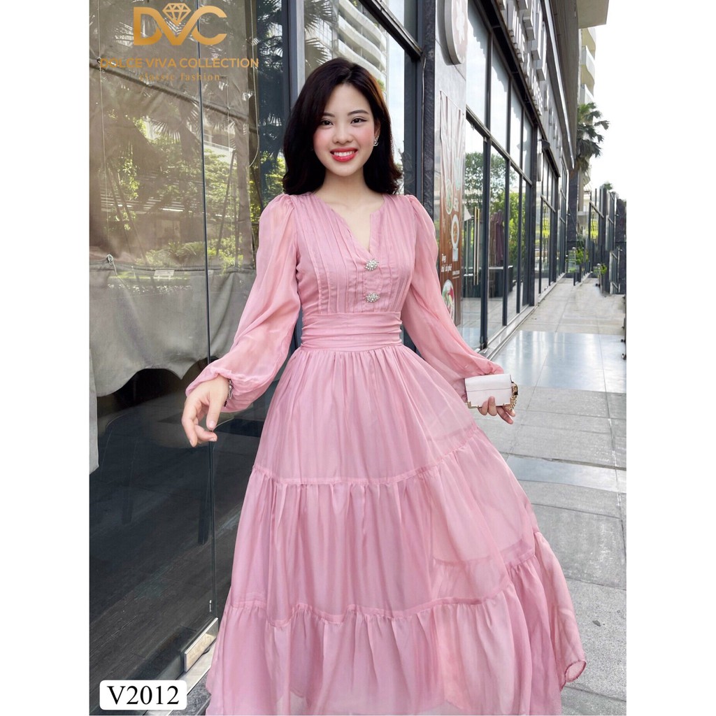 Váy hồng xòe tay dài V2012 - DOLCE VIVA COLLECTION | BigBuy360 - bigbuy360.vn