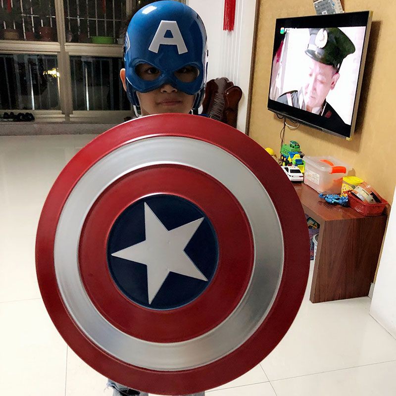 Khiên Captain America Bằng Kim Loại Nguyên Khối Tỉ Lệ 1:1 Cực Chất Tặng Kèm Mặt Nạ