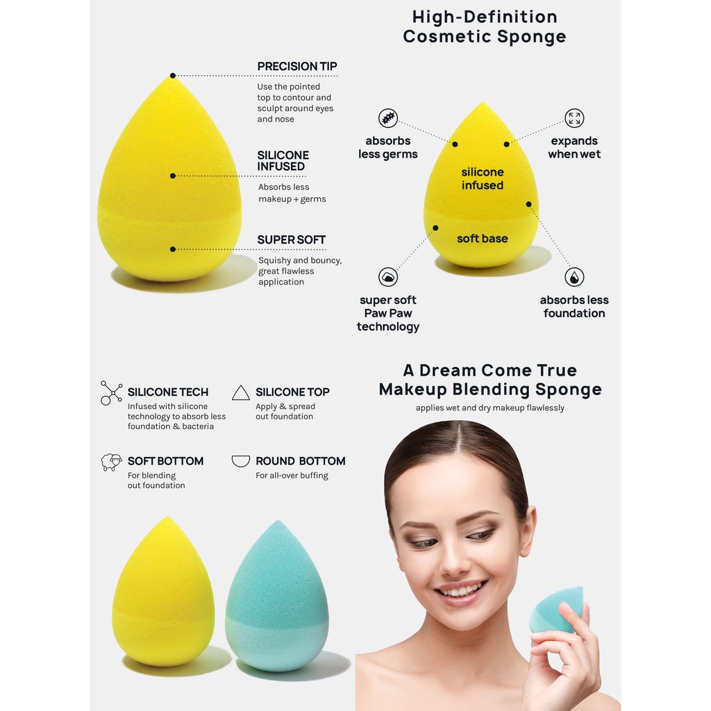 {Hàng Mỹ} Mút Tán Nền Giọt Nước, Đầu Vát, Đế Đựng Paw Paw, Sili Dip AOA Studio Wonder Blender Sponge Shopmissa / Missa