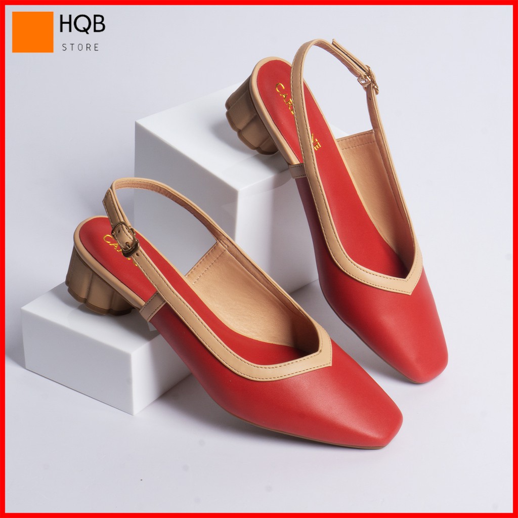 Giày Cao Gót Màu Đỏ Đế Vuông 3Cm Hở Gót Siêu Đẹp - Giầy Nữ Cao Cấp > . Az122 ♤ hot ³ 2021
