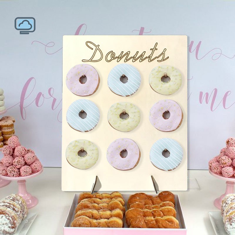 Kệ Gỗ Để Bánh Donut Trang Trí Tiệc Cưới