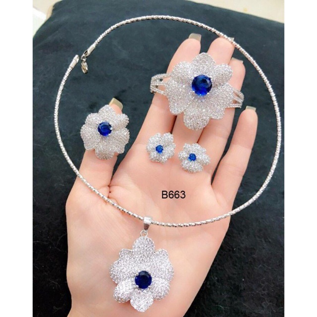 Bộ trang sức xi bạch kim cao cấp B663