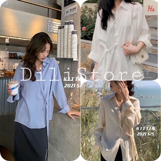 Áo sơ mi lụa eo nơ dài tay 🦋 áo somi nữ buộc eo trơn 3 màu 🦋