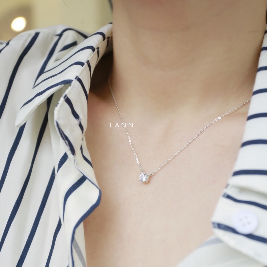 Vòng cổ một đá trắng BẠC S925 LANN N110