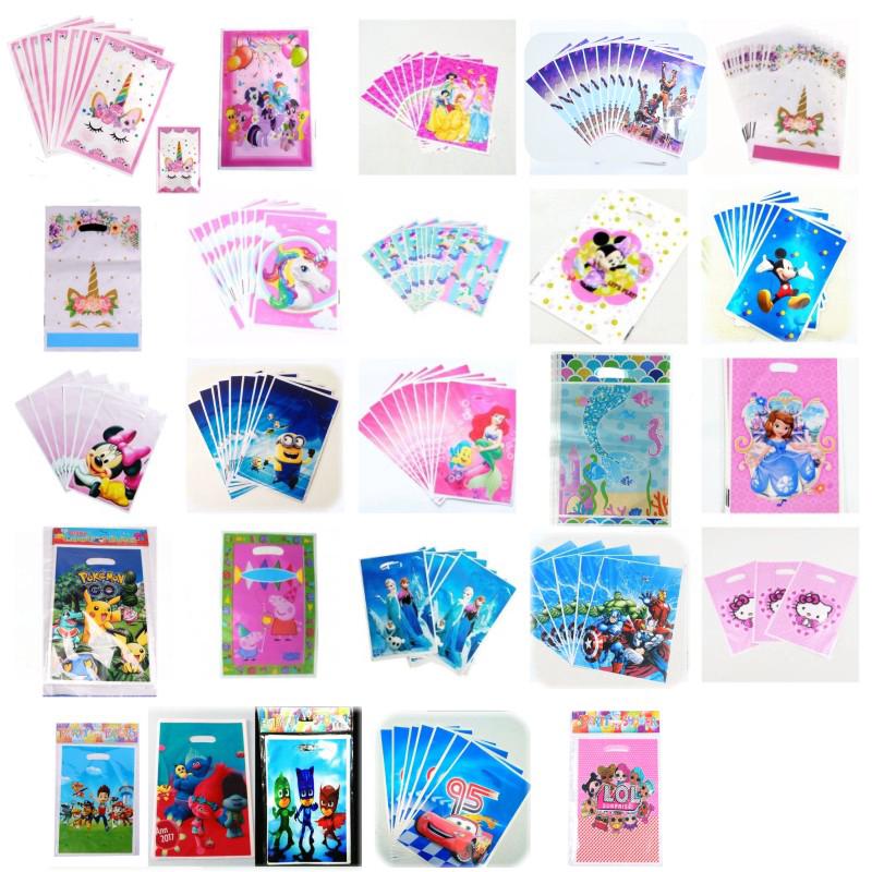 Set 10 Túi Đựng Quà Sinh Nhật Họa Tiết Hoạt Hình Dễ Thương Cho Bé