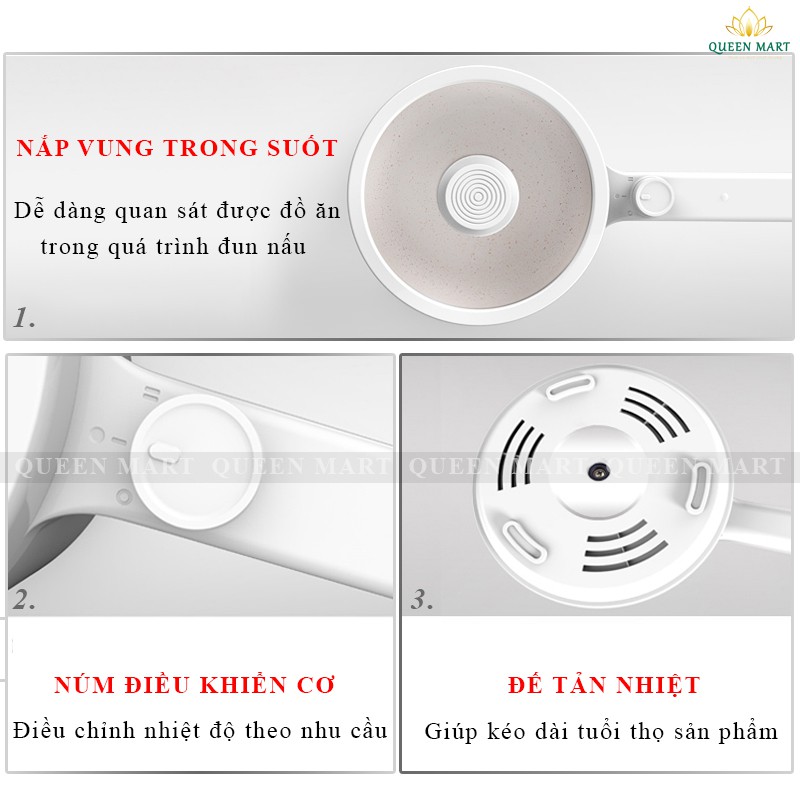 NỒI NẤU LẨU MINI - NỒI NẤU MÌ ĐA NĂNG CAO CẤP CHỐNG DÍNH CỰC TỐT DUNG TÍCH 1,5L – Q061