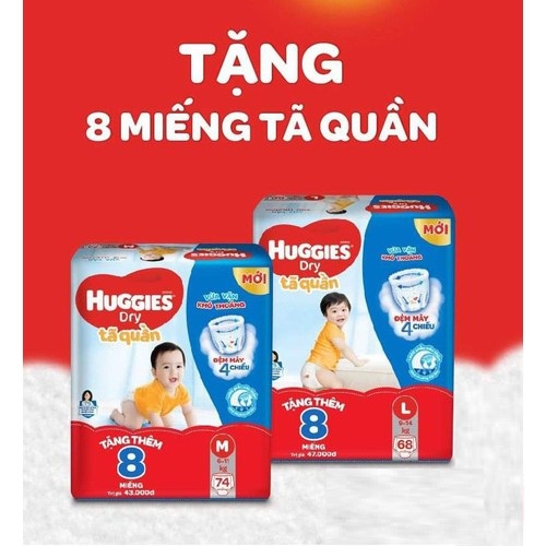 (Đệm mây 4 chiều - tặng thêm miếng) Bỉm quần/dán Huggies siêu đại M74/M76/L68/XL62/XXL56