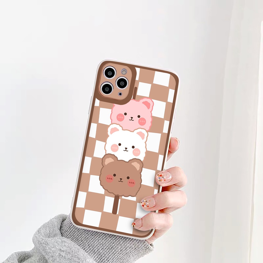 [SIÊU COOL] ốp iphone 3 chú gấu má hồng ốp vuông iiphone 6s/6plus/7/8/7plus/x/xs/xs max/11/11promax/12/13/promax