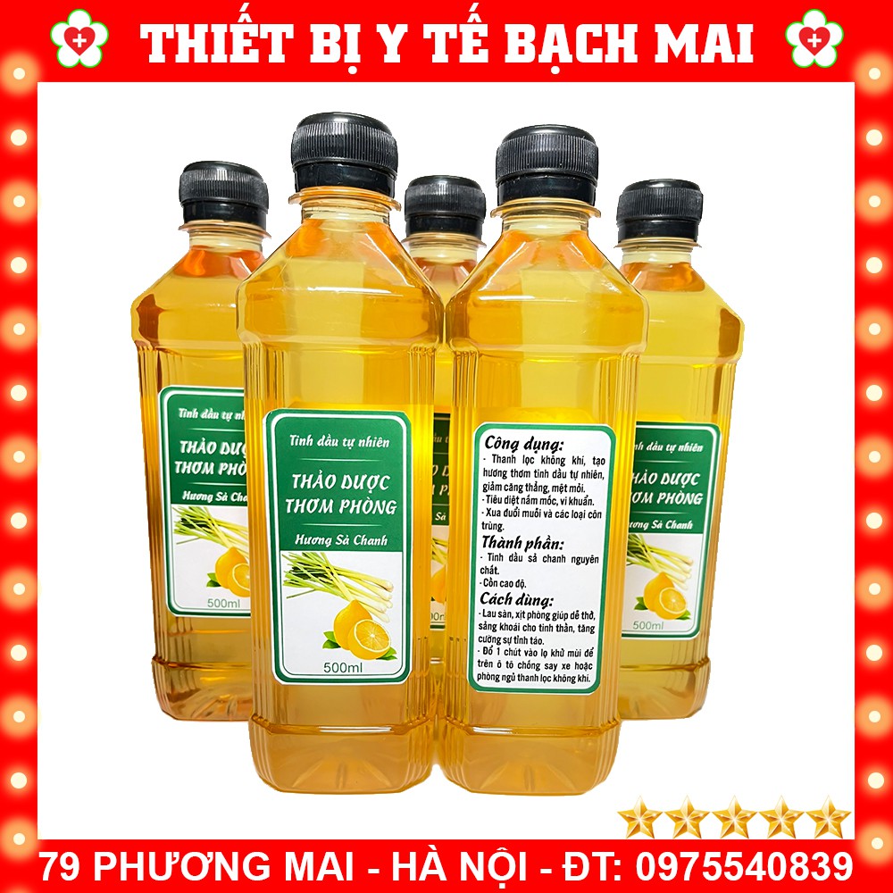 Tinh Dầu Sả Chanh 500ml - Lau Sàn Đuổi Muỗi, Côn Trùng, Thơm Phòng