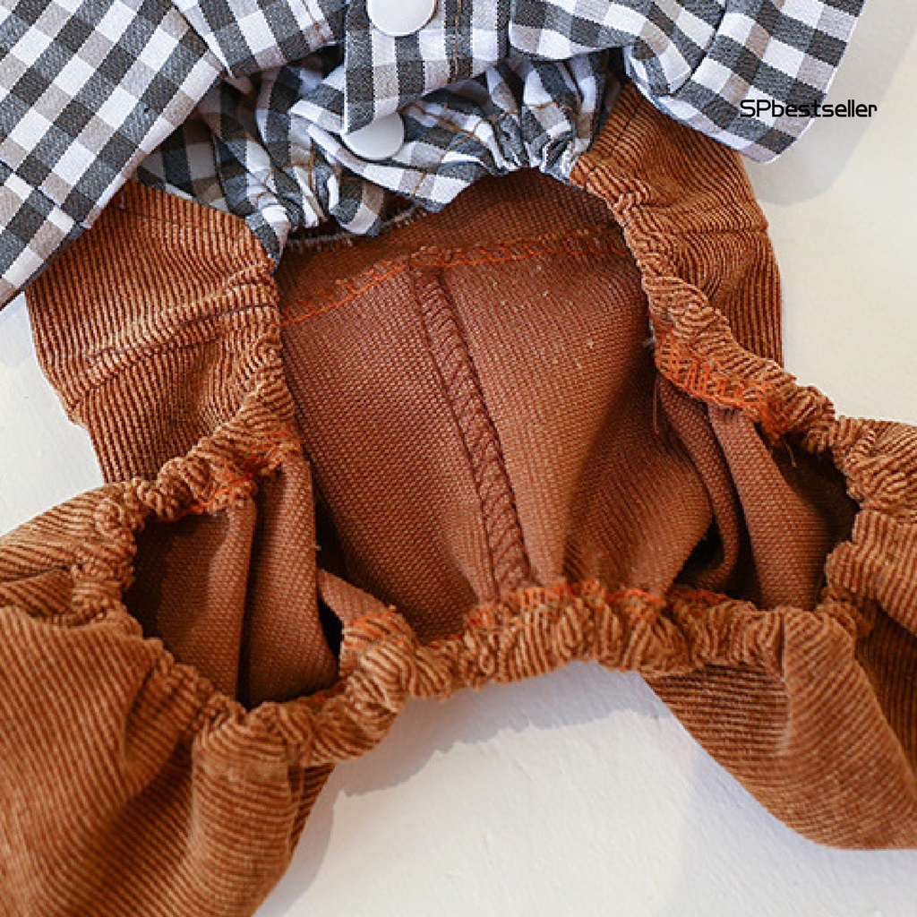 Quần yếm họa tiết kẻ sọc giữ ấm cho thú cưng